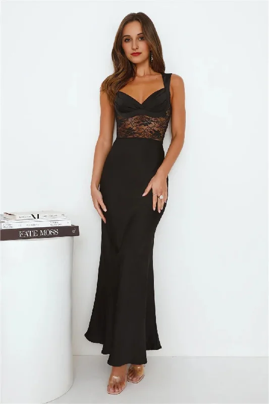 Crepe DressGoing Out To Party Satin Maxi Dress Black