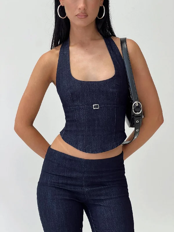 Nasya Halter Top Indigo