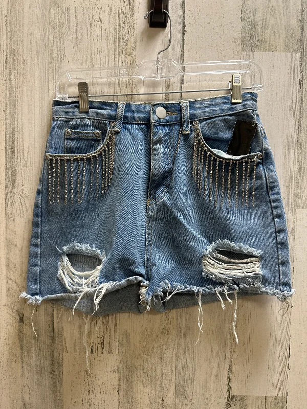 women's button-fly shortsBlue Denim Shorts Pretty Little Thing, Size 8