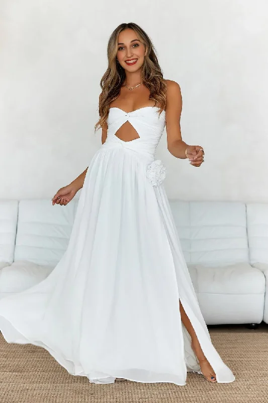 women's stylish dressesSecret Rose Strapless Maxi Dress White