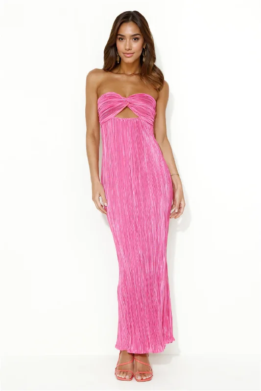 Empire DressWearing This Tonight Plisse Strapless Maxi Dress Pink