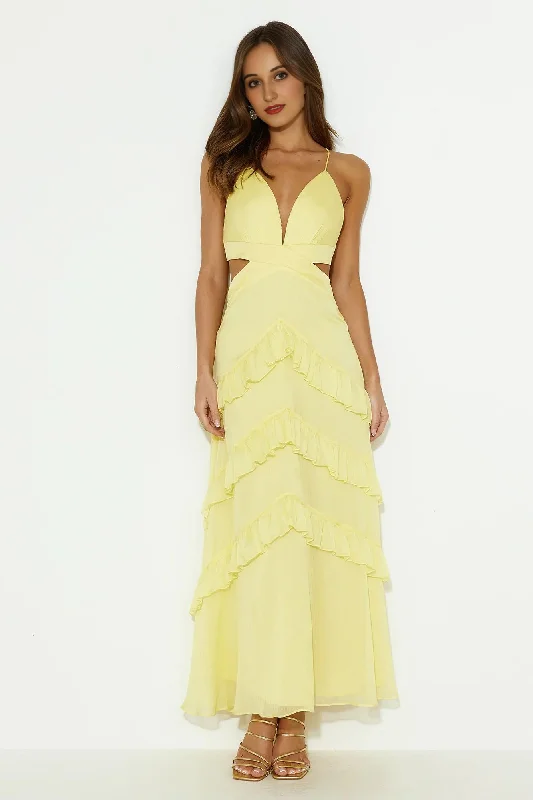 women's chiffon dressesSunset Dreamer Maxi Dress Yellow