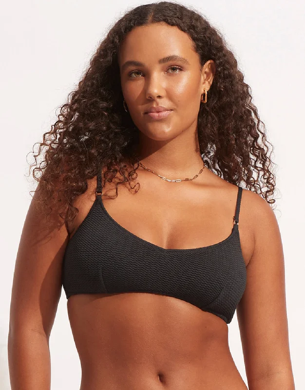 Skirt Female SwimwearSea Dive Bralette Bikini Top - Black