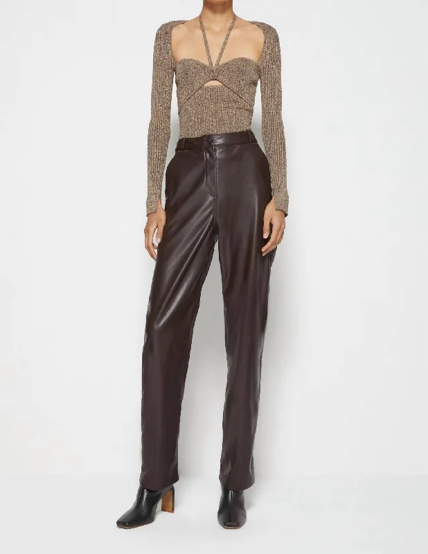 women's flare pantsAmelia Vegan Leather Pant In Chocolate