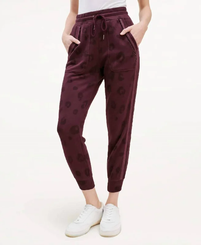 women's stretch pantsCorinna Jogger Pant In Black Cherry Leopard