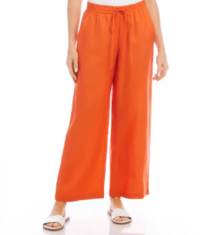 women's reversible pantsDrawstring Wide Leg Pants In Orange