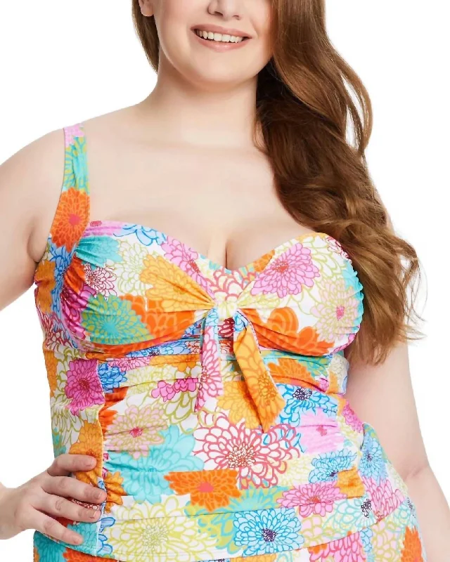 High-Waisted Bikini FemaleFresh Picks Over The Shoulder Tankini Top In Orange Multi