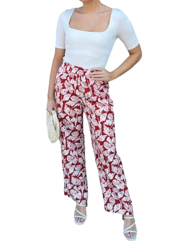 women's zipper pantsGia Shell Printed Pants In Red