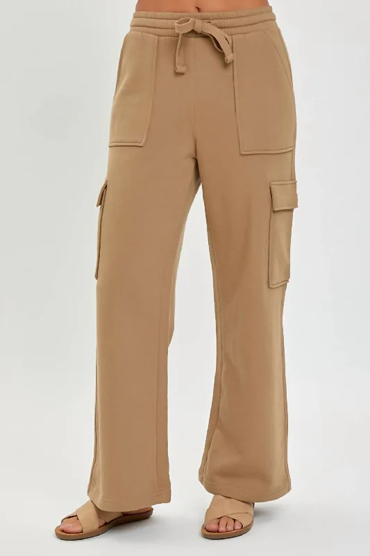 women's mini pantsHigh Rise Cargo Pocket Wide Pants In Mocha