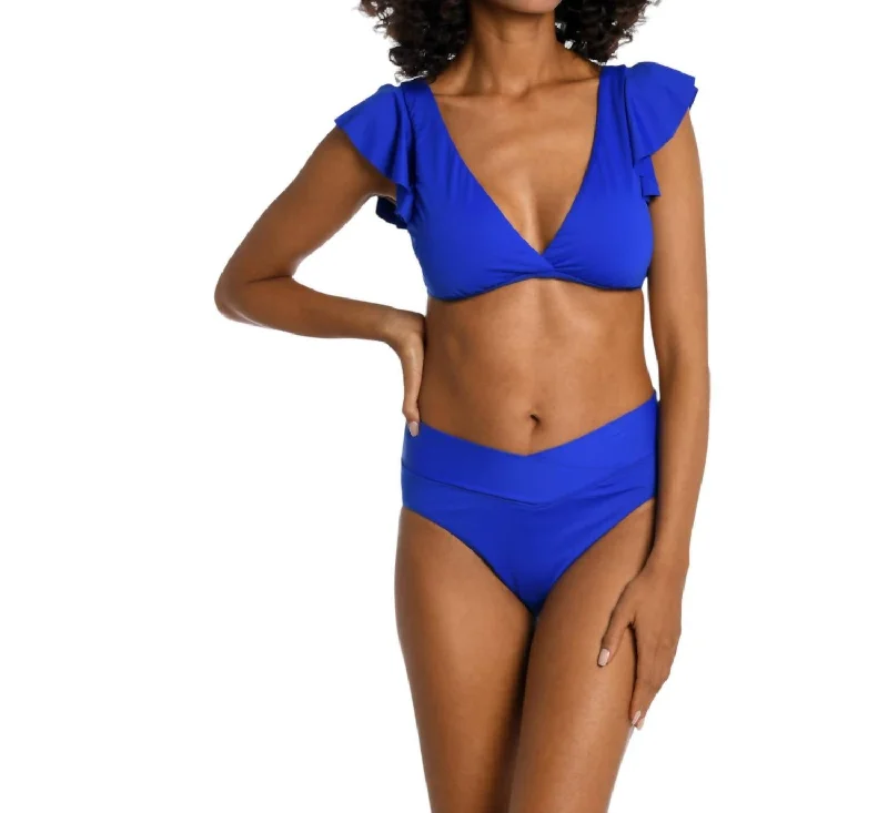 Flattering Tankini FemaleIsland Goddess Ruffle Arm Bra Top In Sapphire