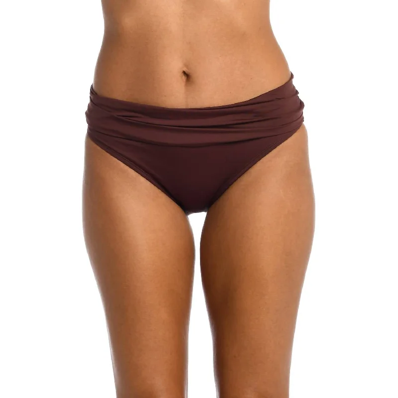 Plus-Size Female SwimwearIsland Goddess Shirred Band Hipster Bottom In Java