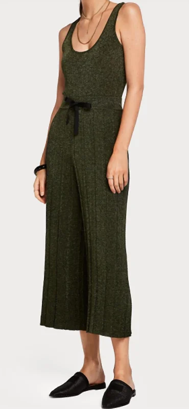 women's bell-bottom pantsKnitted Lurex Jumpsuit In Green