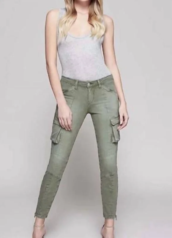 women's elastic waist pantsMontgomery Skinny Cargo Pants In Green