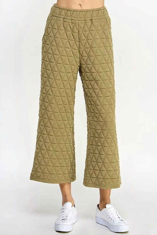 women's satin pantsQuilted Luxe Pants In Light Olive