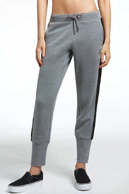 women's bootcut pantsSide Bling Fleece Jogger In Light Grey