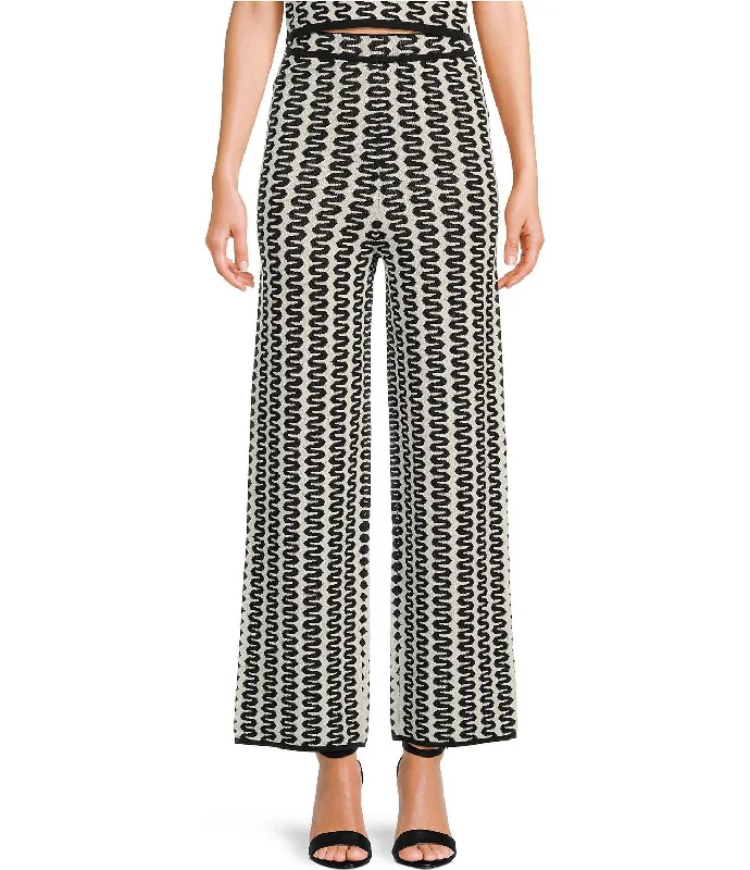 women's button-fly pantsTahiti Knit Pant In Black/white