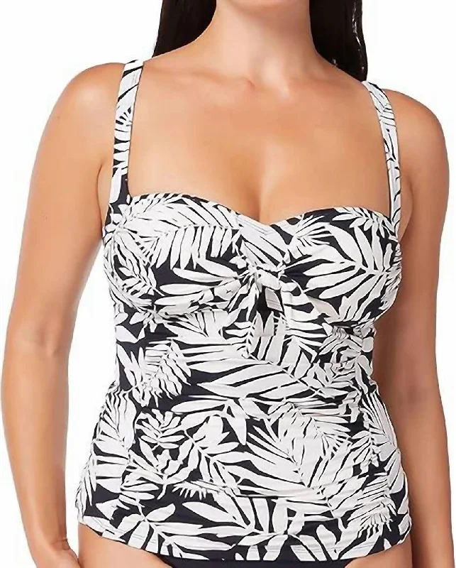 Stylish Female SwimwearUrban Oasis Tie Front Over The Shoulder Tankini Top In Black