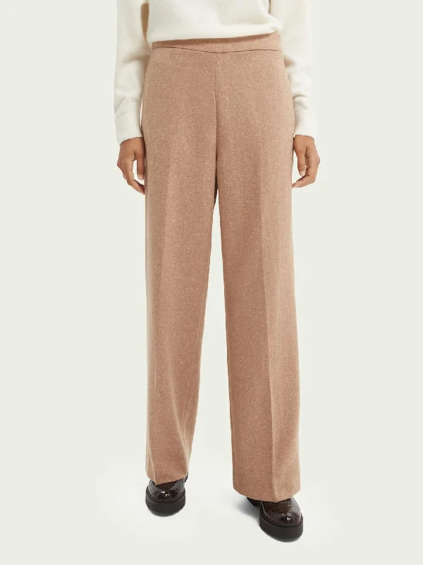 women's mid-rise pantsWool Wide Leg Pant In Sand Melange