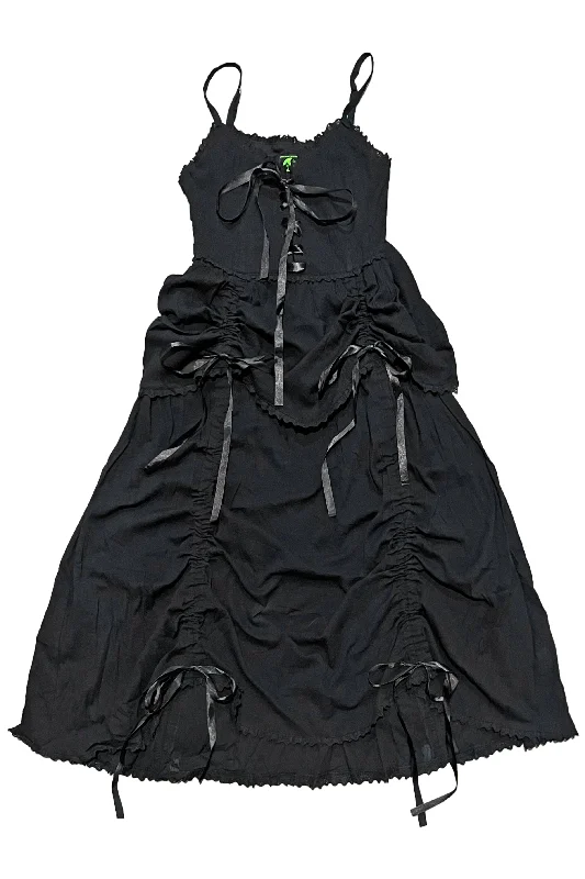 women's cotton dressesBeatrice Black Convertible Drawstring Dress