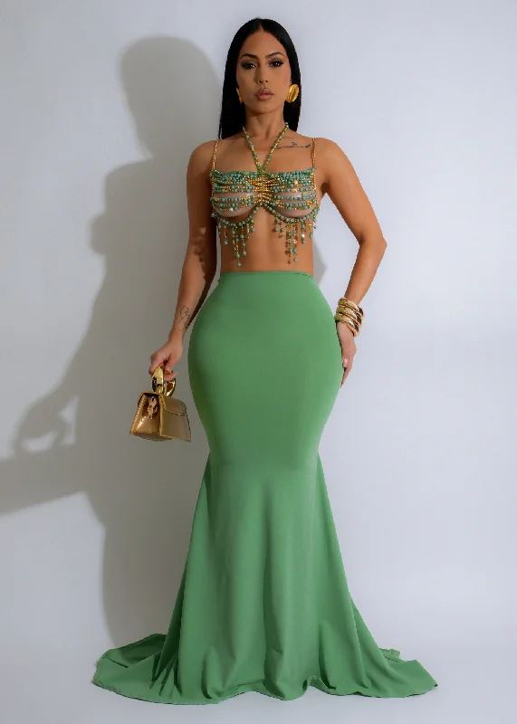 Velvet DressDiva Exclusive Mermaid Skirt Green