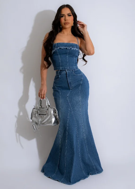 women's beach dressesDoll In Skirt Set Dark Denim