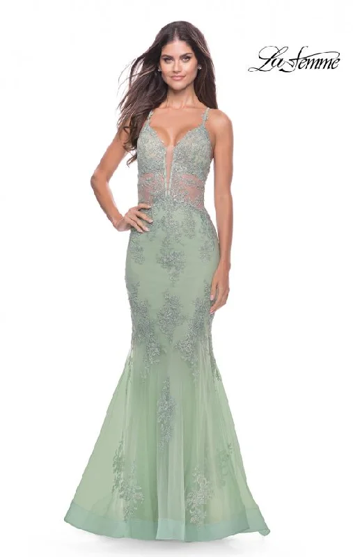 women's affordable dressesLa Femme 31598 Mermaid Tulle/Lace Bodice Gown