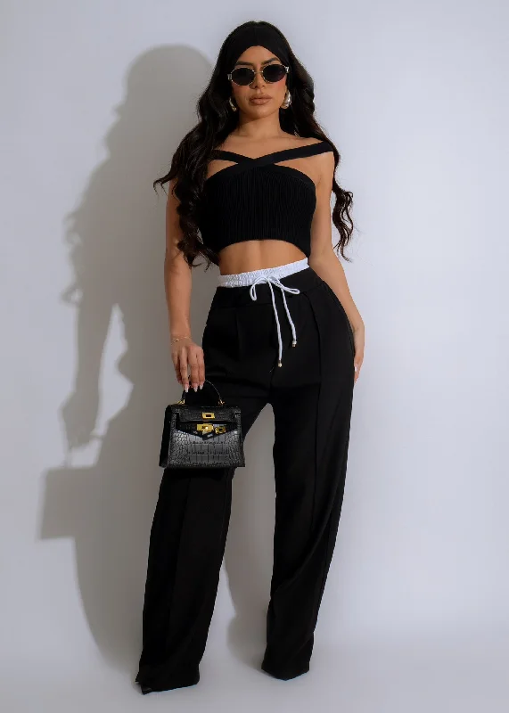 Casual Chic DressMiss Perfect Ribbed Crop Top Black