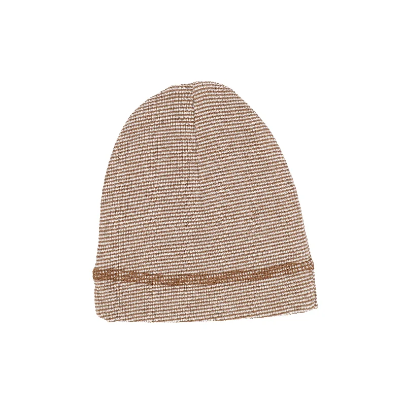 Analogie Mini Stripe Stitch Beanie - Brown/White