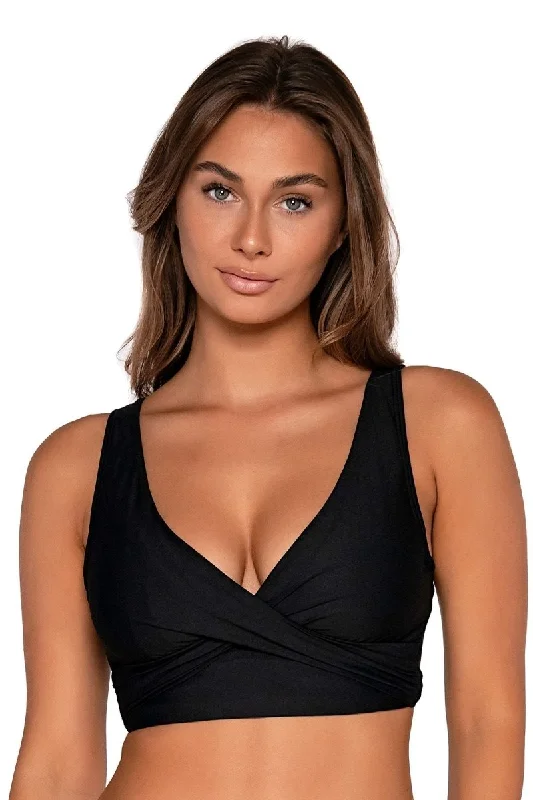 Stretchy Female SwimwearElsie Bikini Swim Top Black- BLCK523