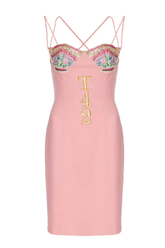 women's maxi dresses1991 Moschino Couture Pastel Pink 'Tea 4 2' Bodycon Dress. Rent: £150/Day