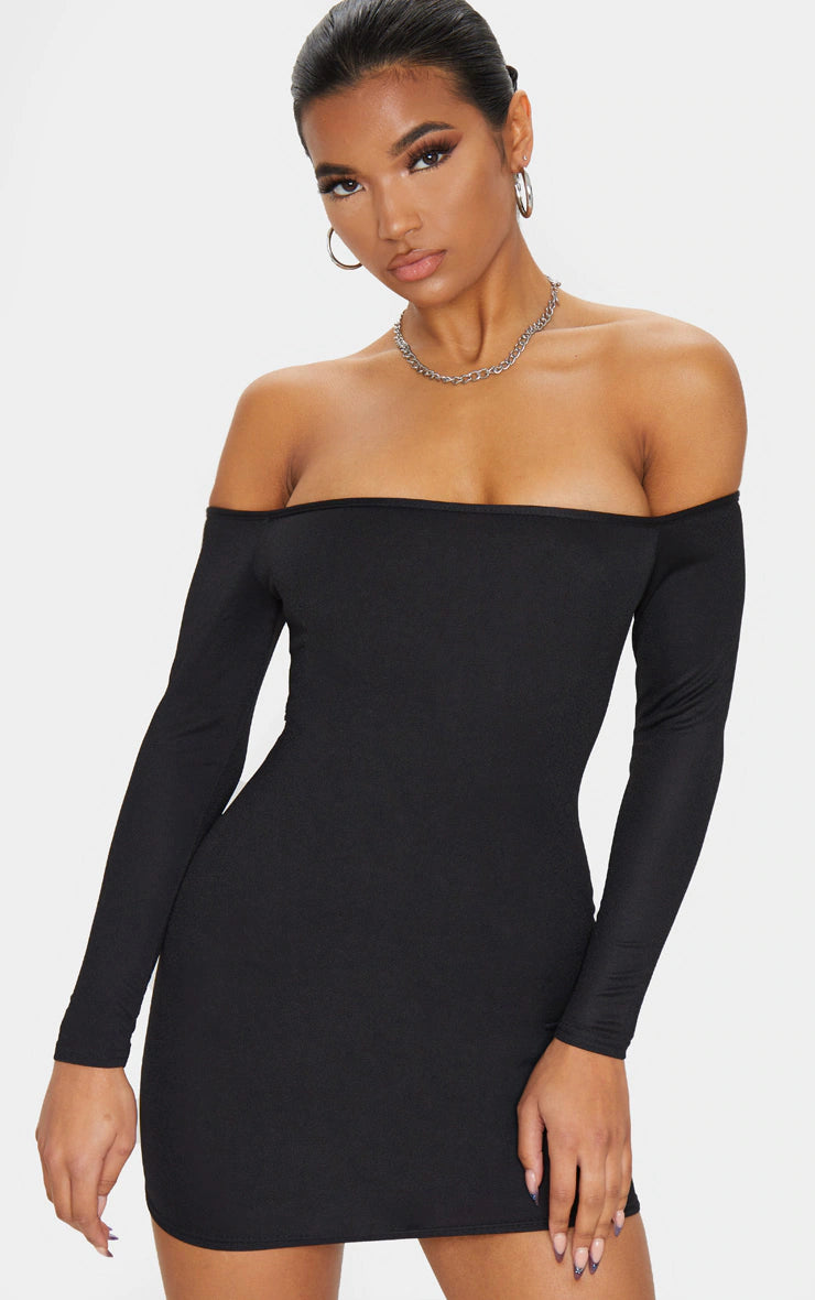 Bow-Tie DressBlack Bardot Bodycon Dress