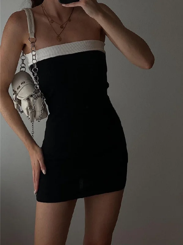 women's minimalist dressesContrast Trim Bodycon Short Dress