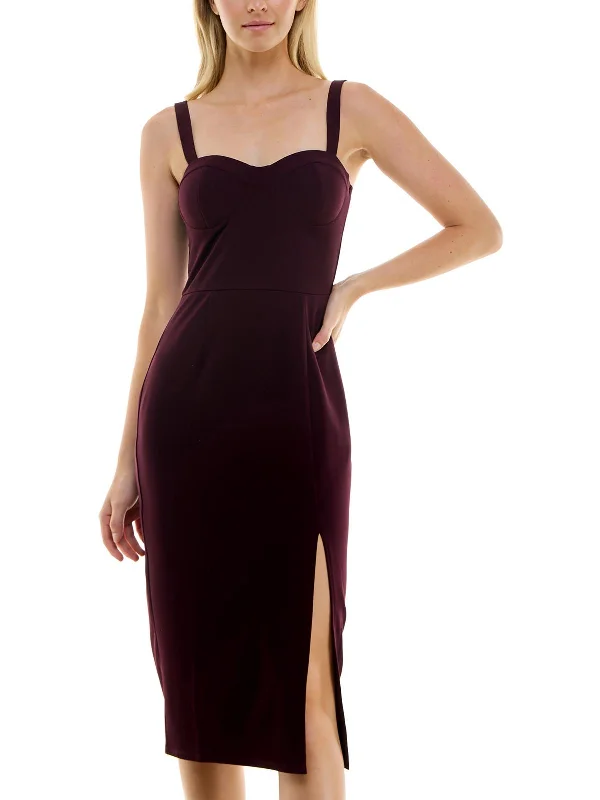 Retro DressJuniors Womens Crepe Side-Slit Bodycon Dress