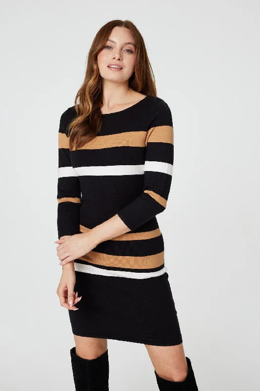 Jersey DressStriped Bodycon Knit Dress