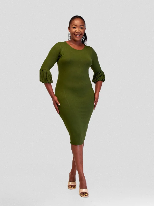 women's A-line dressesVivo Basic Puff Sleeved Bodycon Dress