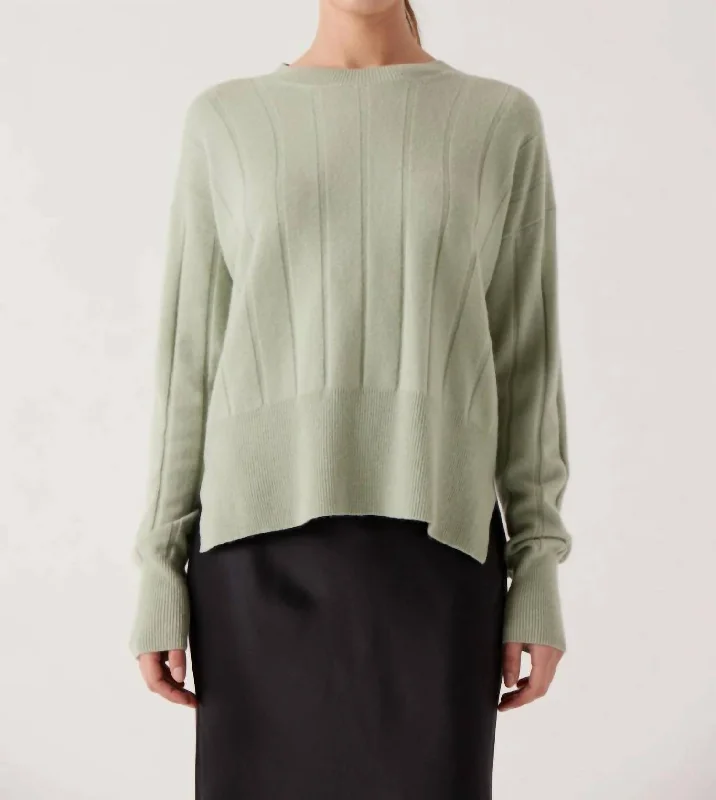 Cashmere SweatersCrewneck Ribbed Sweater In Sage