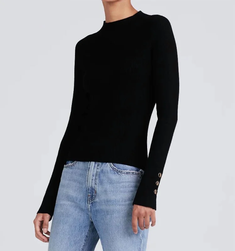 Stylish Flannel SweatersKassandra Ribbed Mock Neck Sweater In Black