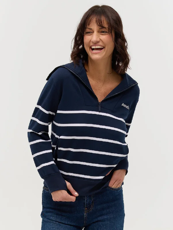 Luxurious SweatersNara Half-Zip Stripe Sweater