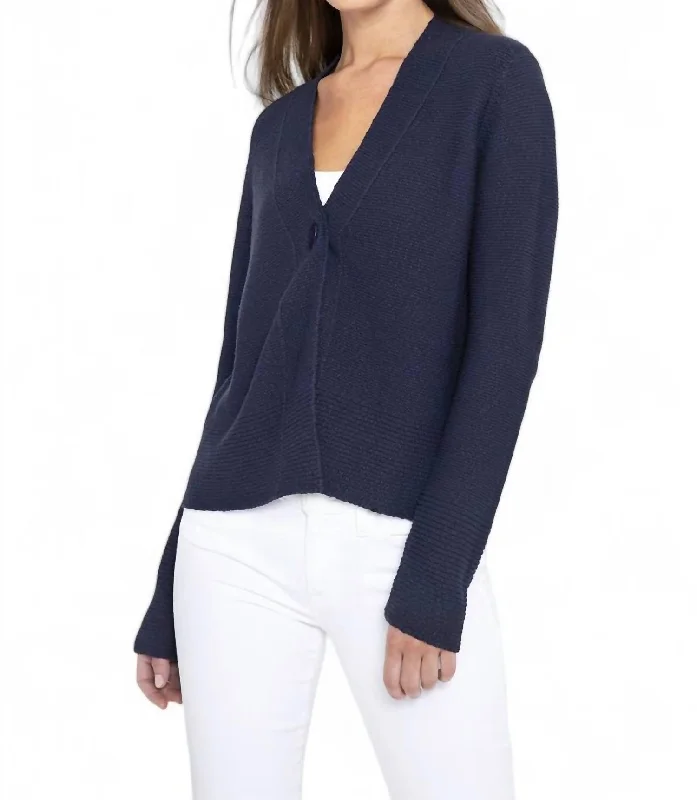 Fitted Oversized Cardigan SweatersOne Button Textured Cardigan In Eclipse