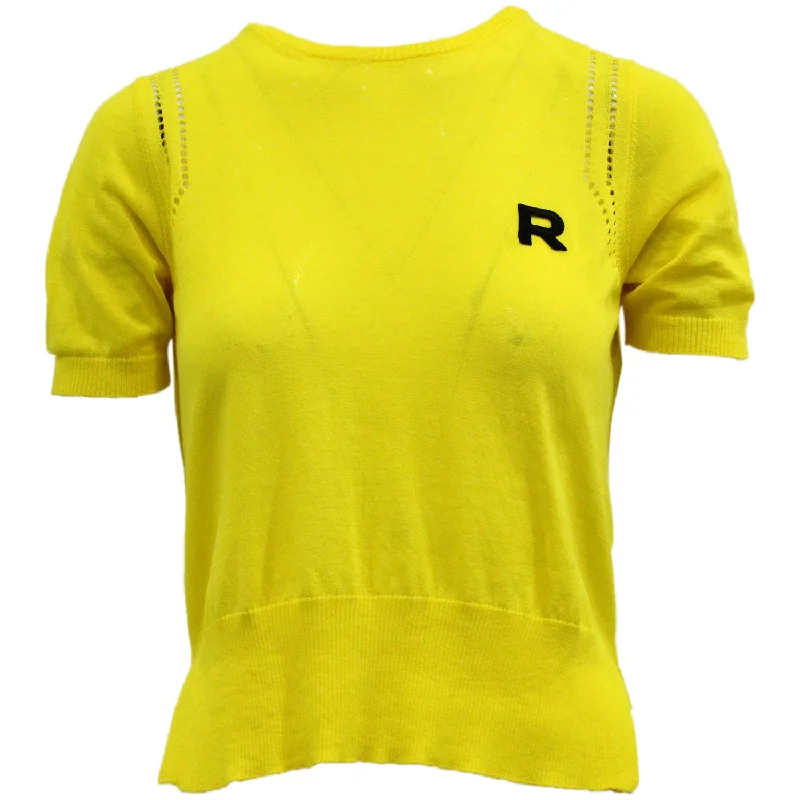 women's tops for those who want to invest in timeless piecesRochas Knitted T-shirt in Yellow Cotton