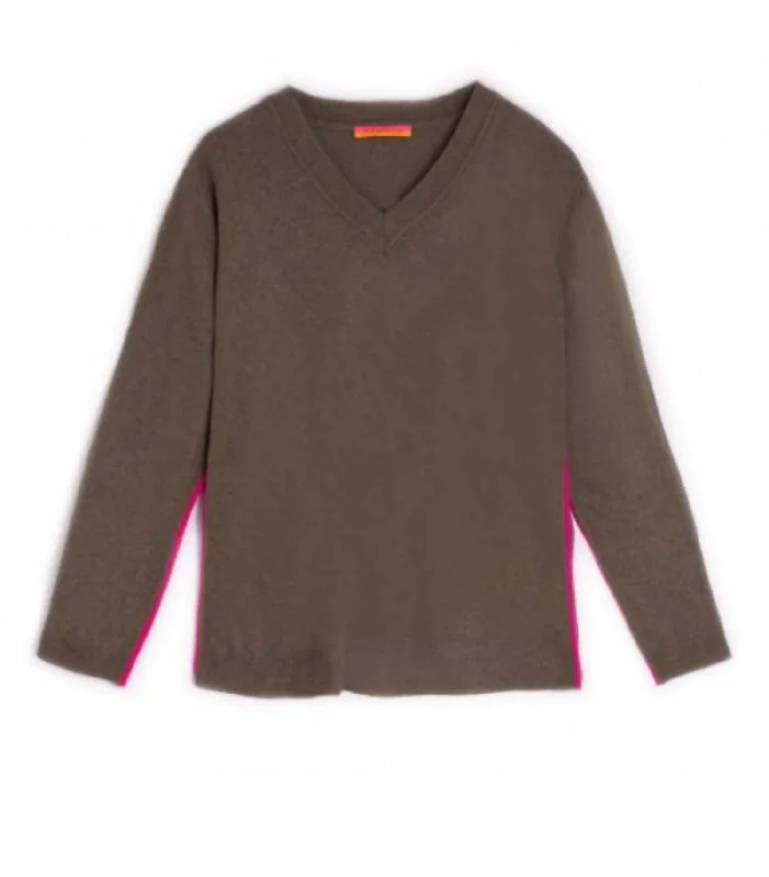 Luxurious SweatersSimone Sweater In Kaki Pink/ Orange Star