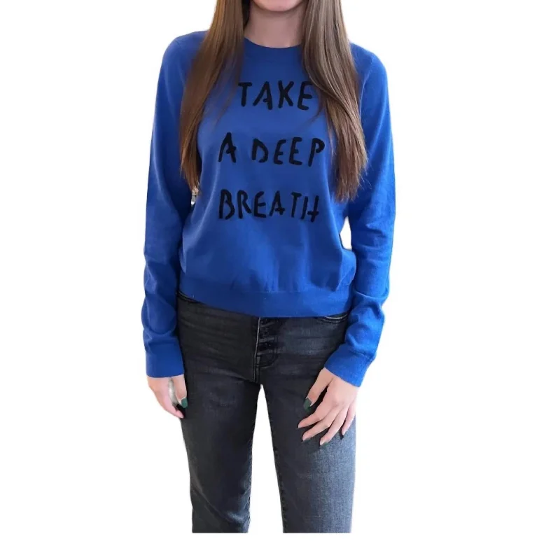 Affordable Women's SweatersTake A Deep Breath Sweater In Blue