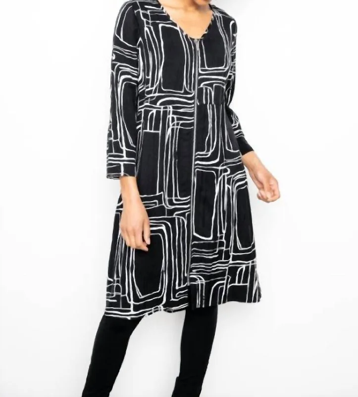 Casual SweatersTencel Zip Front Dress In Black