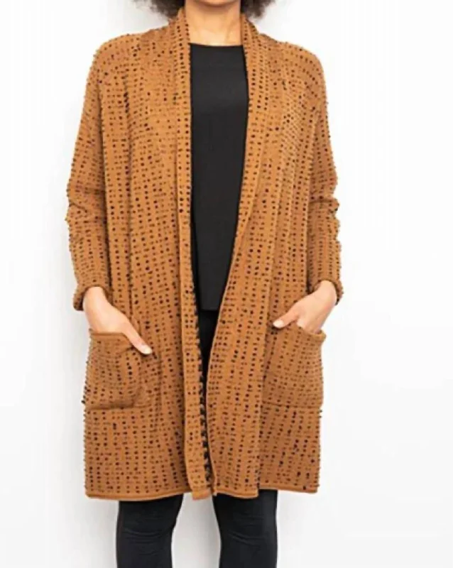 Women's SweatersTexture Dot Cardigan In Cinnamon