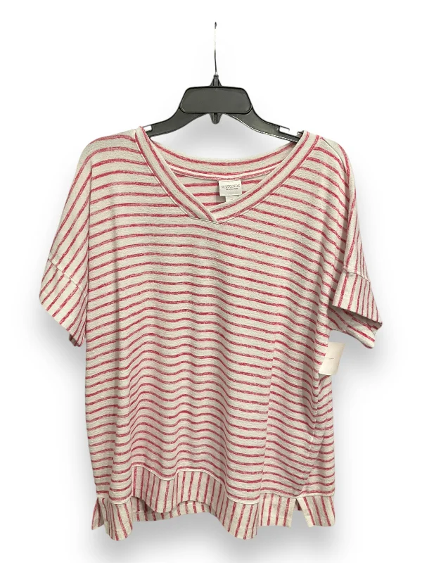 satin women's topsTop Short Sleeve Basic By Chicos In Striped Pattern, Size: Xl