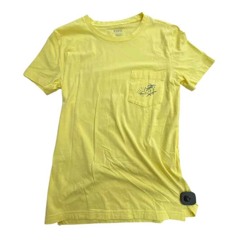 women's tops for casual FridaysTop Short Sleeve Basic By Pink In Yellow, Size: Xs