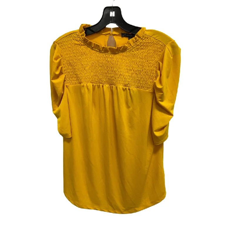 women's tops for cocktail partiesTop Short Sleeve By Adrianna Papell In Yellow, Size: S