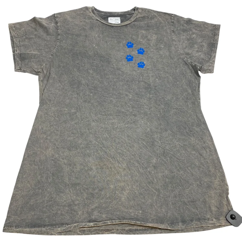 women's tops with beading accentsTop Short Sleeve By Best Tee In Grey, Size: Xxl