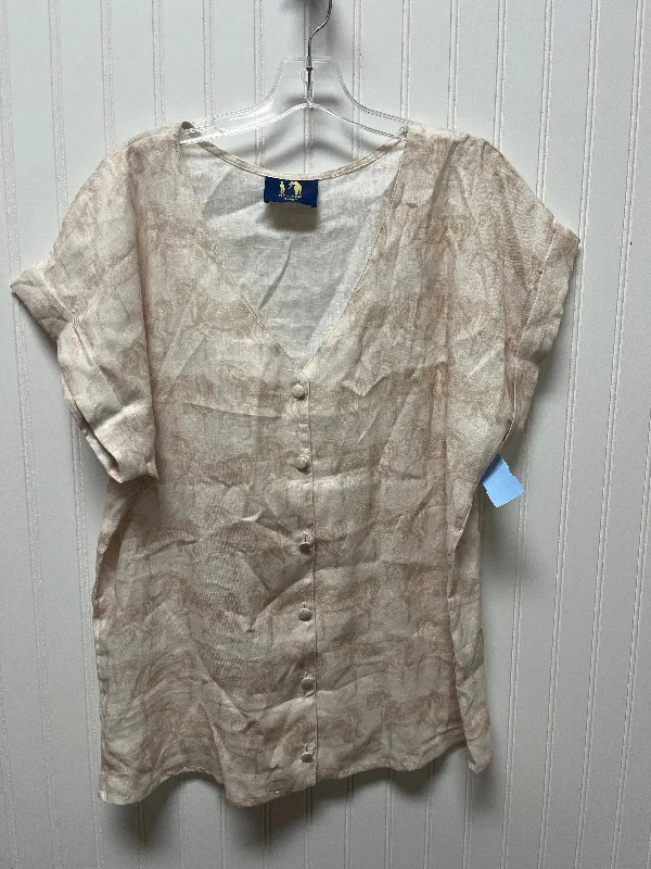 women's tops with bell sleevesTop Short Sleeve By Ronner In Beige, Size: Xl