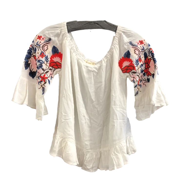 women's tops with sheer overlaysTop Short Sleeve By Cmc In White, Size: M